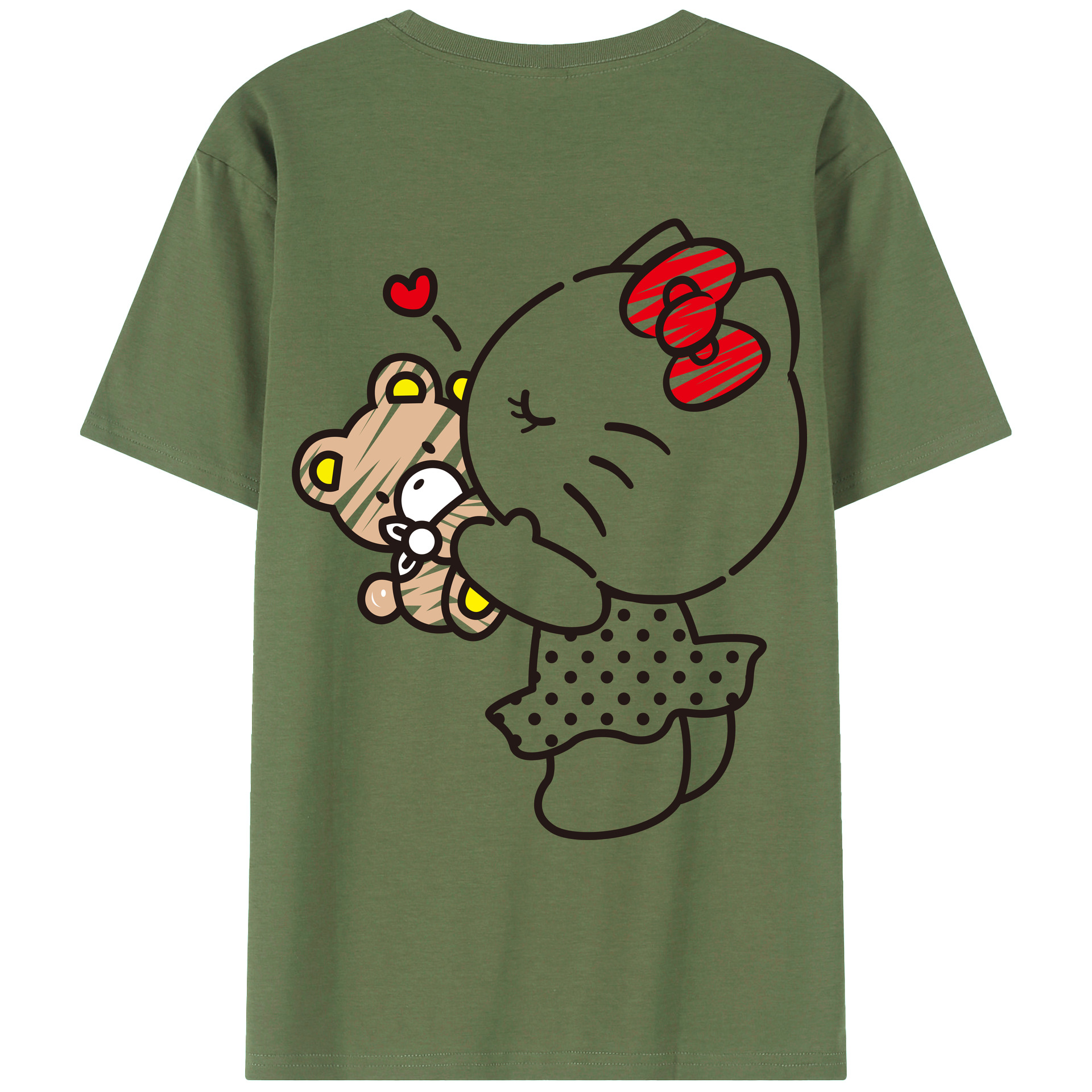 （画像用） Hello Kitty ハローキティ 綿100％ メンズ半袖Tシャツ（バックプリント） 通気性